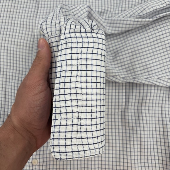 Ermenegildo Zegna White Windowpane Dress Shirt Mens 18.5 47 Pocket French Cuff - Picture 7 of 9